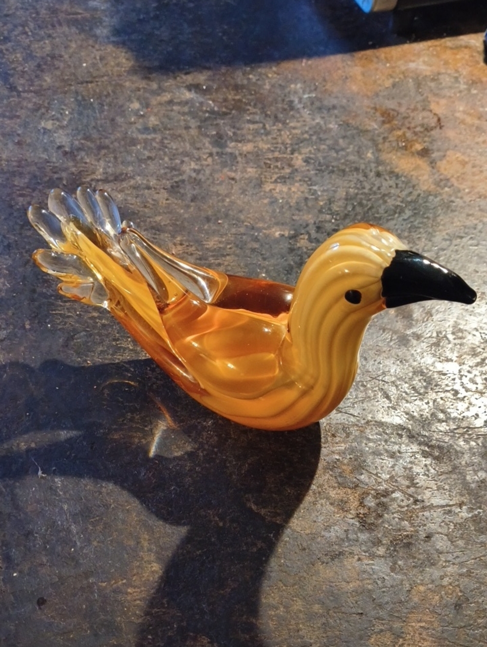 Decorative Blown Glass Canary - Amber Yellow Beautiful! Approx 8" Long Nice!!!